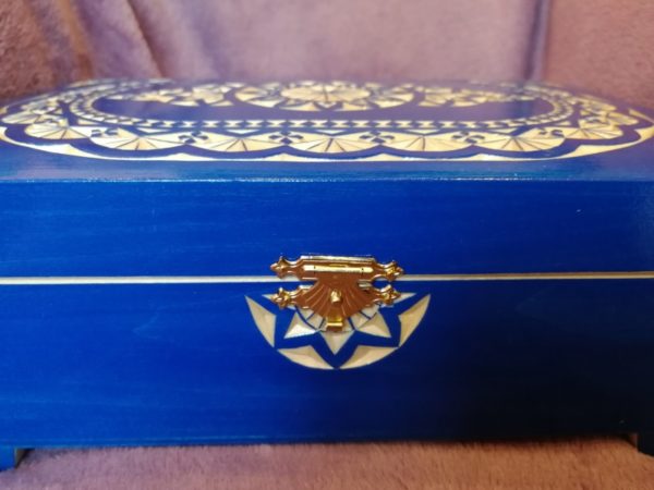 Big wooden box 24x17x9, carved, blue, picture 6