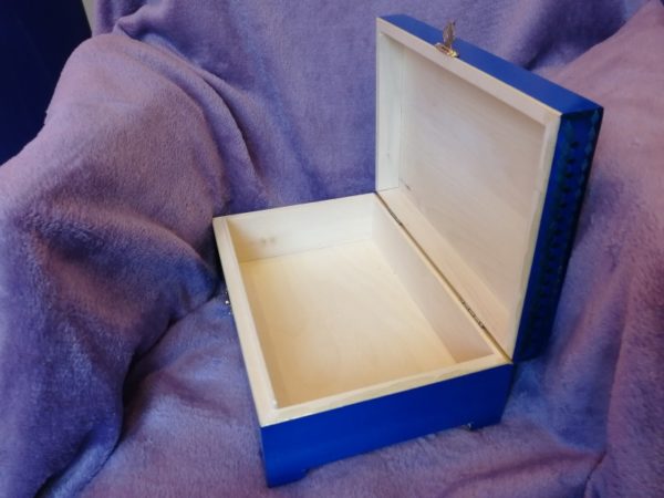 Big wooden box 24x17x9, carved, blue, picture 8
